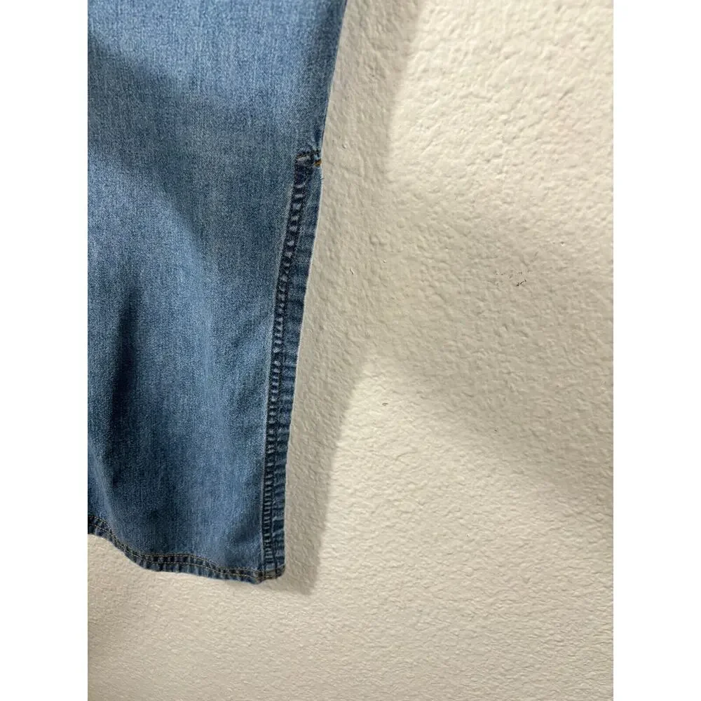 Vintage Distressed Denim Dress Womens‎ 4 Blue Jumper Midi Overall Y2K 90s